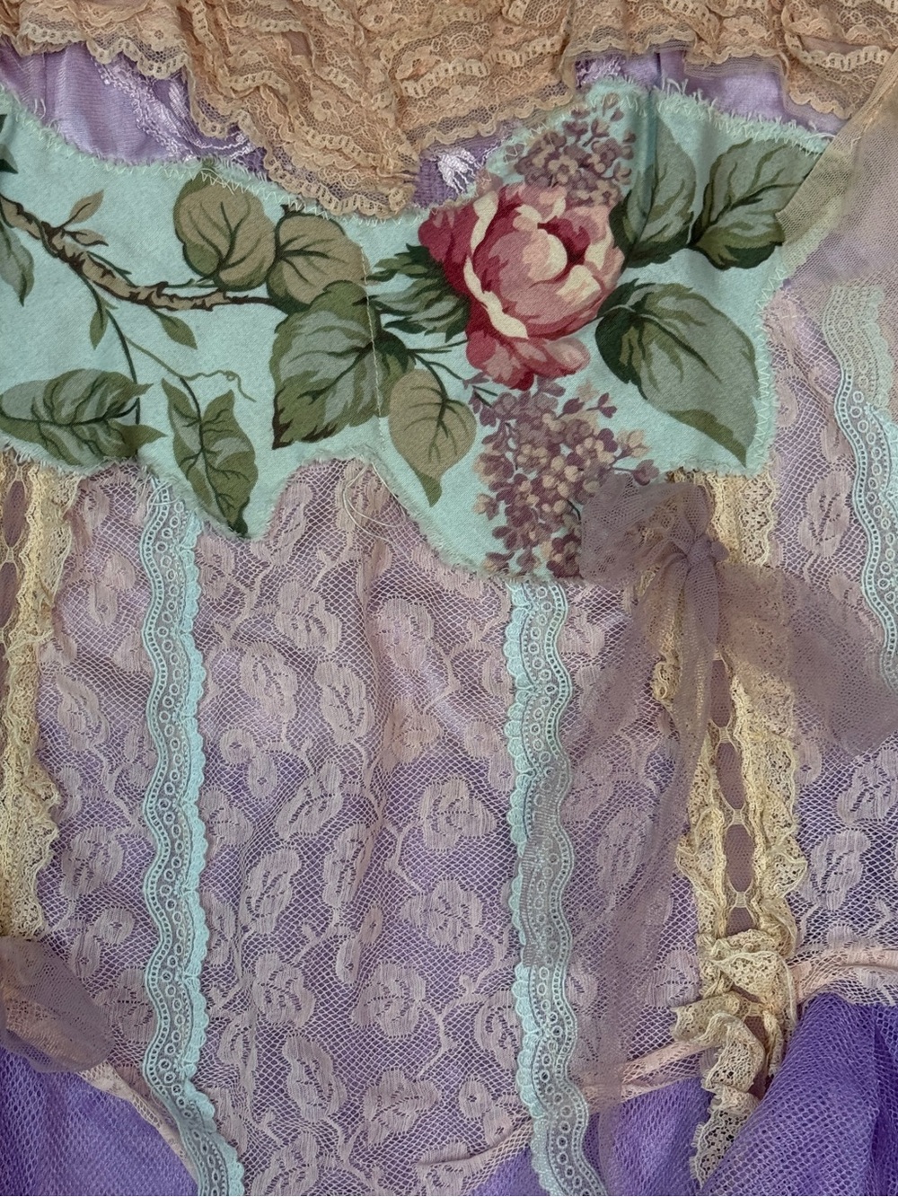 Vintage Fairy Grunge Lace & Tulle Mixed Media Slip Dress — Size 6 - Picture 3 of 6